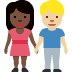 👩🏿‍🤝‍👨🏼 woman and man holding hands: dark skin tone, medium-light skin tone display on Twitter